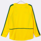 2002 Brazil Retro  home Long sleeve  socce Jersey