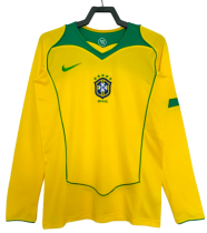 2004 Mens Retro Brazil home Long sleeve  Jersey