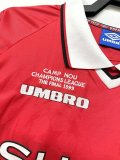 1999-2000 Manchester United Retro Home  Long Sleeve Jersey