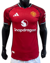 2025-26 Mens Manchester United home red Player version Soccer Jersey