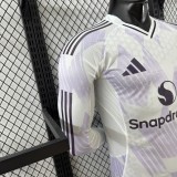 2025-26 Mens Manchester United  away white Player Long Sleeve soccer Jersey