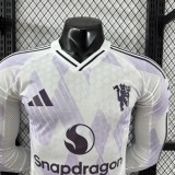 2025-26 Mens Manchester United  away white Player Long Sleeve soccer Jersey