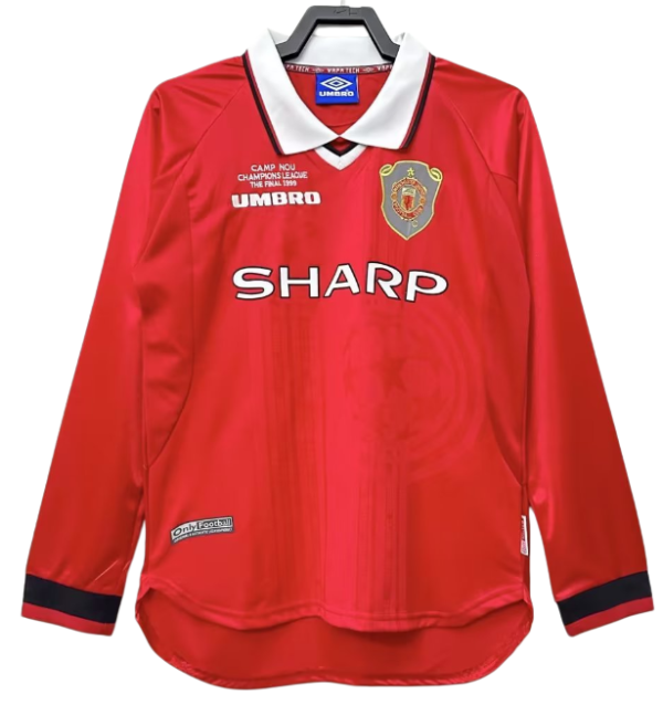 1999-2000 Manchester United Retro Home  Long Sleeve Jersey