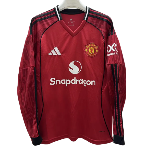 2025-26  Manchester United Home Long Sleeve Soccer Jersey