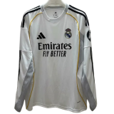2025-26 Mens Real Madrid home white Long Sleeve Soccer Jersey