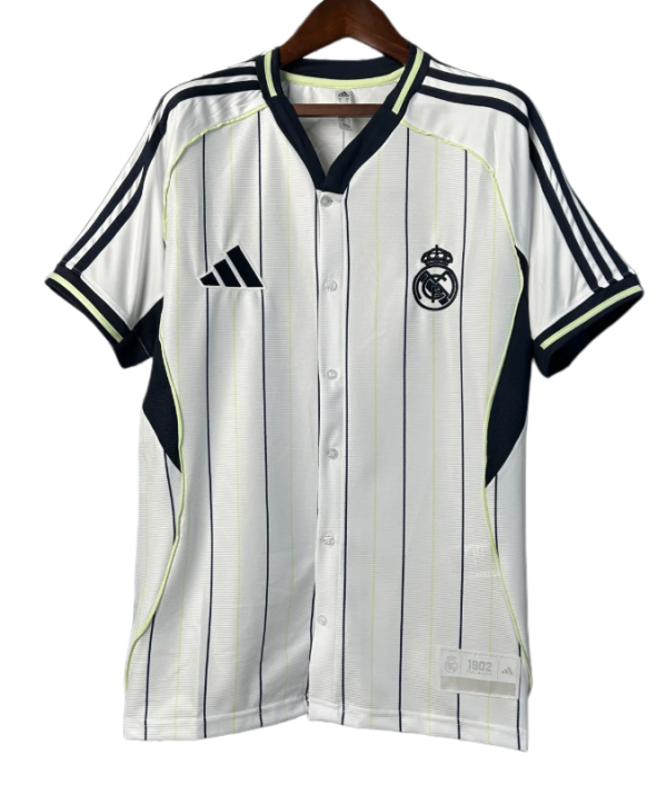 2025-26 Mens Real Madrid white baseball uniform  jersey