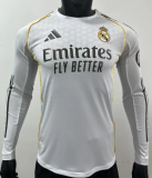 2025-26 Mens  Real Madrid Home Long Sleeve Player Version Soccer Jersey