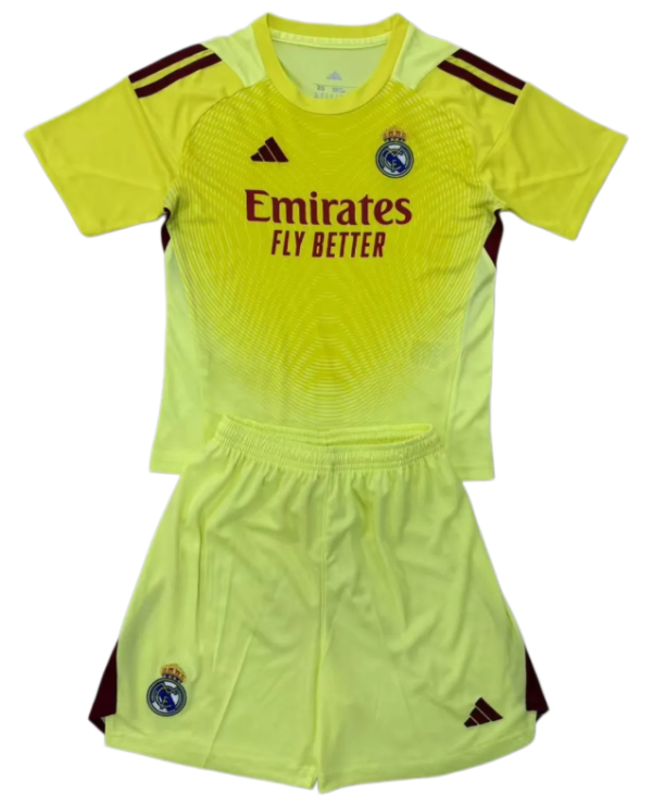 2025-26 Kids Real Madrid Goalkeeper yellow soccer Jersey