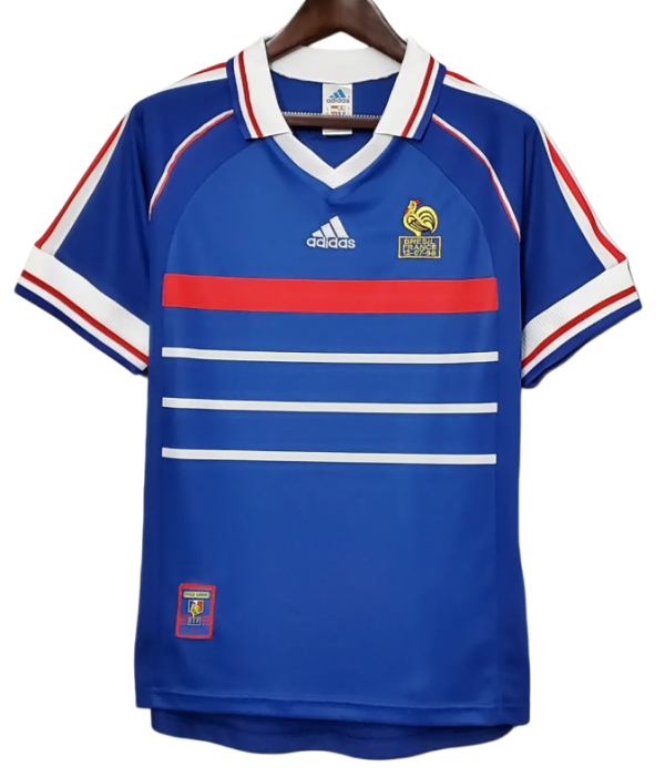 1998 Mens  France home Retro soccer Jersey