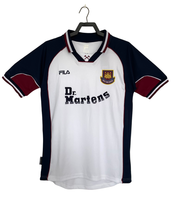 1999-01 Mens West Ham United away white retro version  soccer Jersey