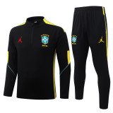 2026-27 Mens Brazil Black Half Pull Tracksuit B26035#