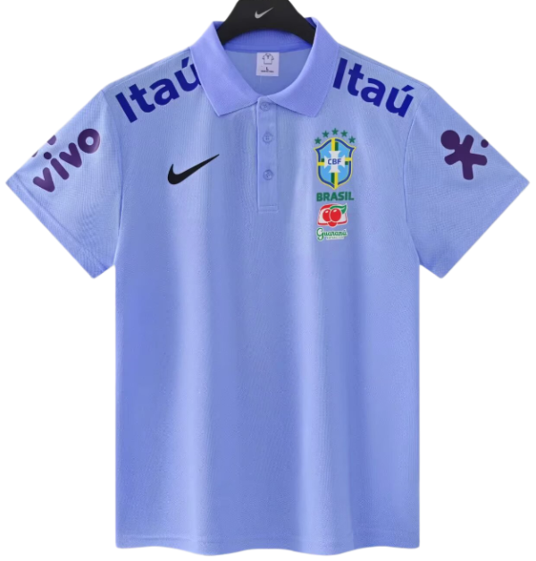 2025-26 Mens Brazil blue  Polo soccer jersey