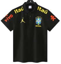 2025-26 Mens Brazil black  Polo soccer jersey