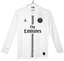 2018-19 Mens PSG Away White Long Sleeve Retro Soccer Jersey