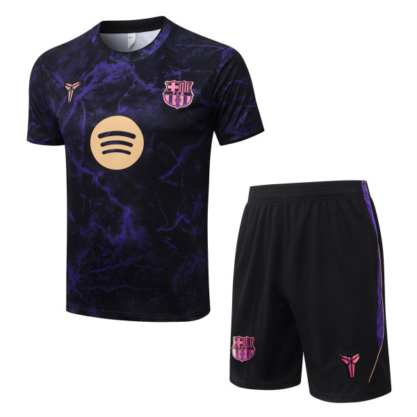 2026-27 Mens Barcelona Black Purple Training Short Suit  J26084#