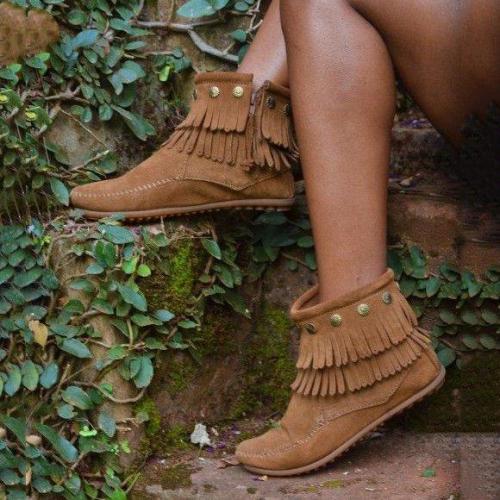 Tassel Suede Spring/fall Flat Heel Boots