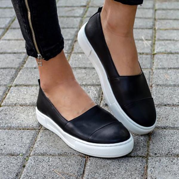 Solid Color Slip-On Flat Shoes