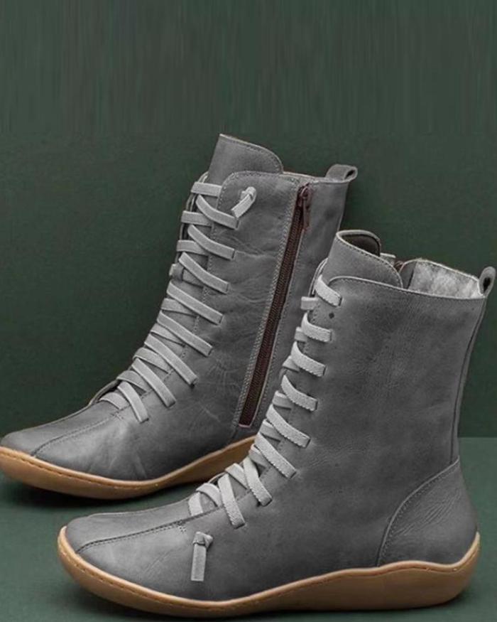 Leatherette High Top Zip Boots
