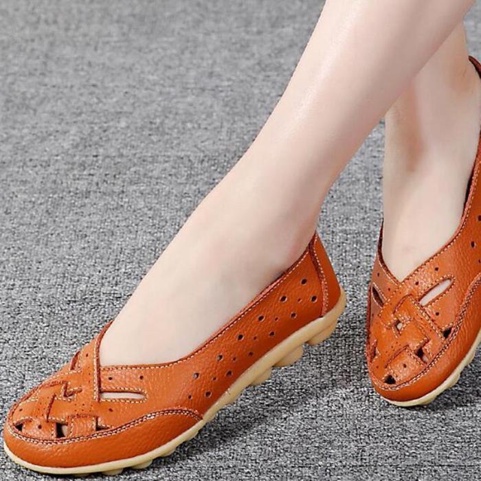 Hollow-out Dress Leather Non Slip Flats