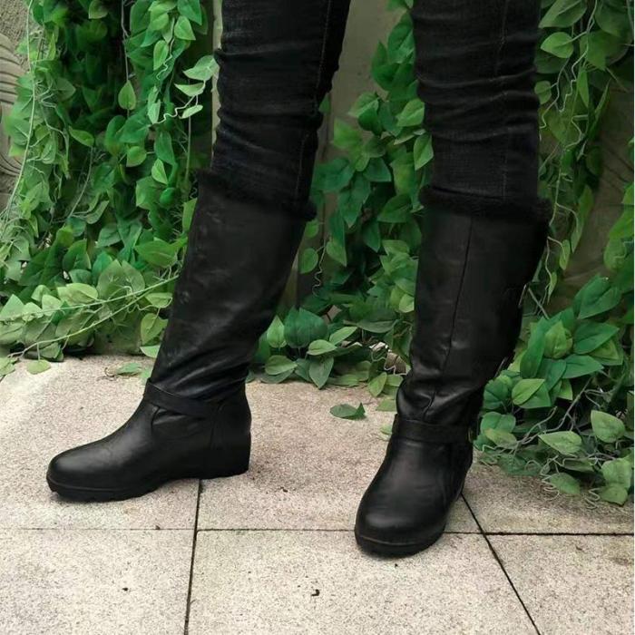Women Plus Size Solid Low-heel Boots