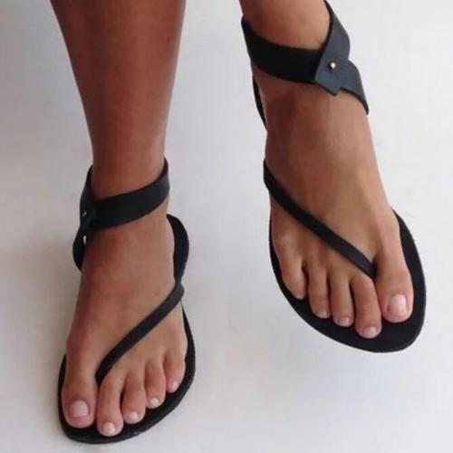 Black Sandals Flip Flops Ankle Wrap Shoes