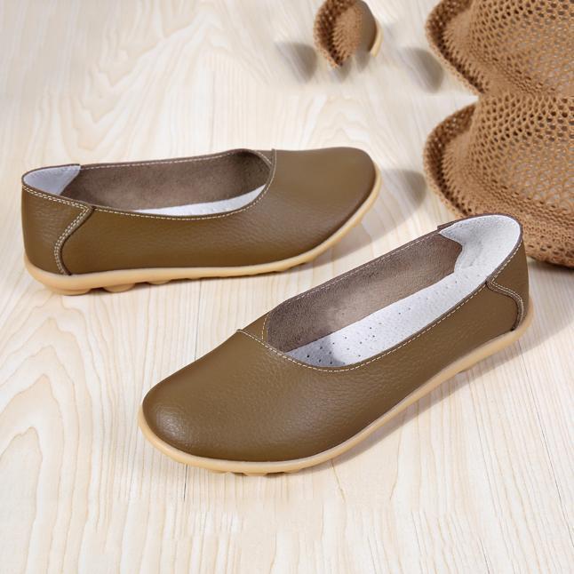 New Fashion Cow Leather Women Loafers Non-slip Rubber Buttom Girl Shoes  127964
