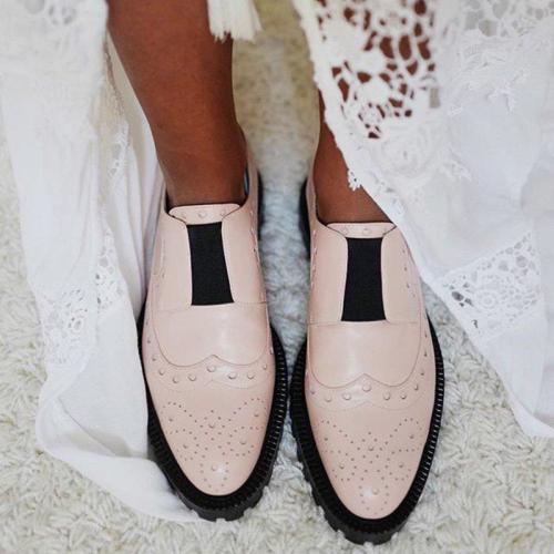 Vintage round head color matching shoes