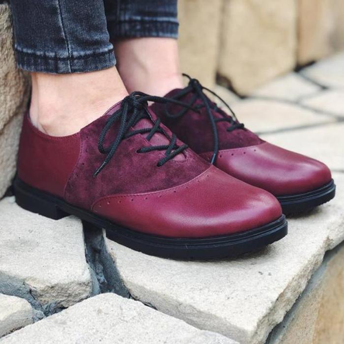 Flats Artificial Leather Lace-Up Comfy Oxford Shoes