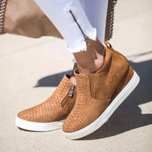 Scale Shape Pu Wedges Slip-On Casual Shoes