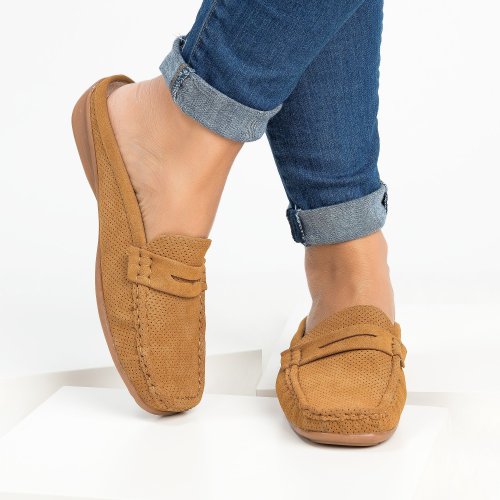 Perforated Loafers Flats - Tan