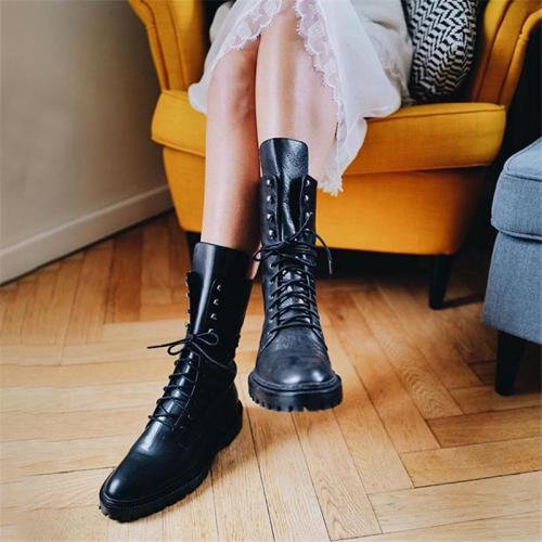 Round head straps in the tube knight women's boots