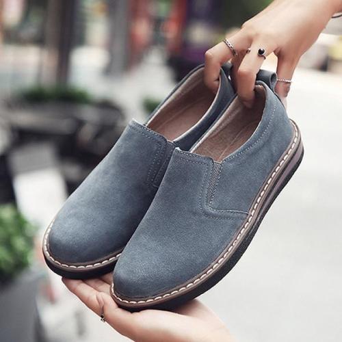 Women Faux Suede Loafers Elastic Band Pure Color Casual Flat Slip-on Shoes