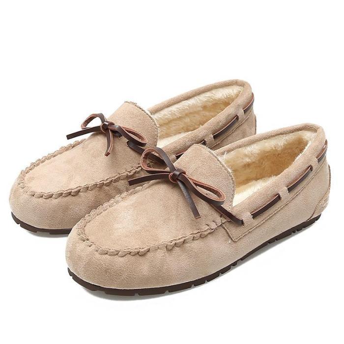 Botknot Solid Slip-on Flat with Faux Fur