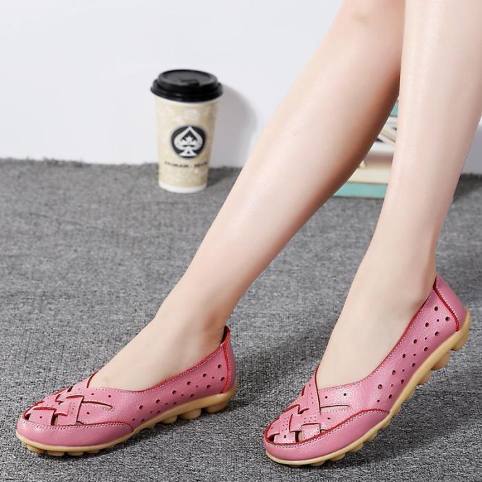Women's Hollow-out Dress Leather Non Slip Flats