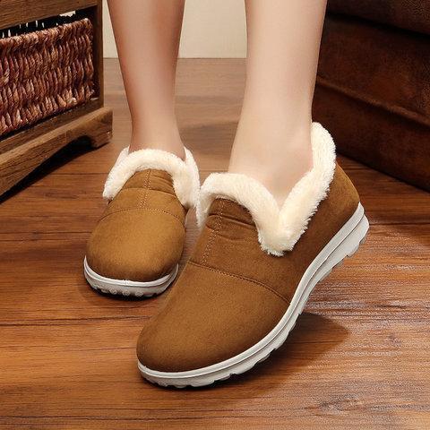 Women Casual Warm Snow Loafers Boots Slip On Shoes