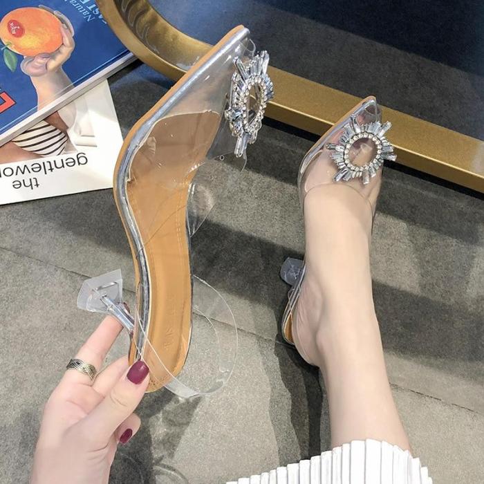 Transparent High Heels Sexy Pointed Toe Slip-on Wedding Party Fashion Shoes