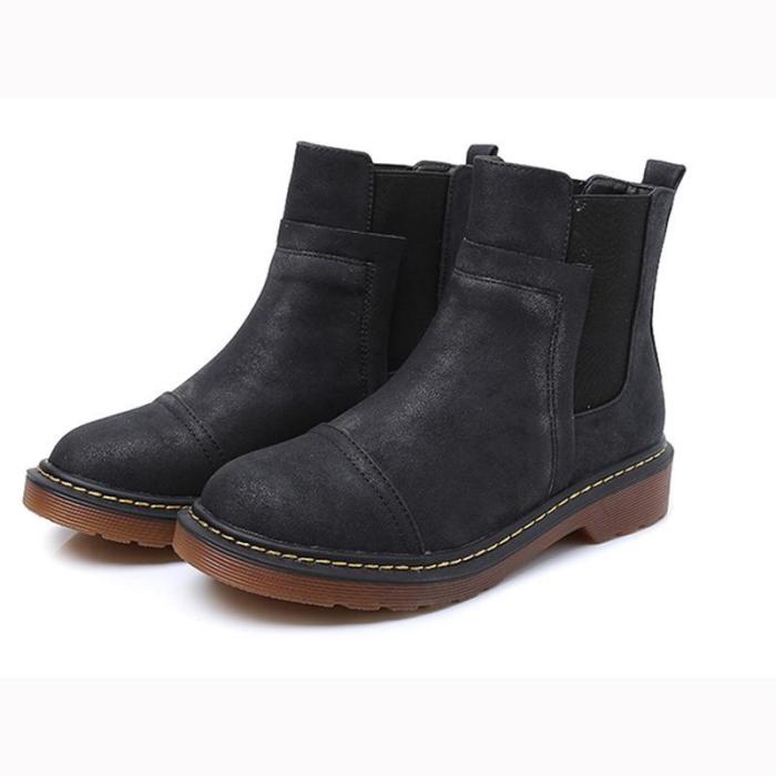 Women's fashion color matching round head Martin boots