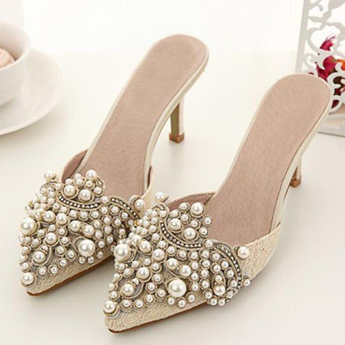 Daily Imitation Pearl Elegant Slippers