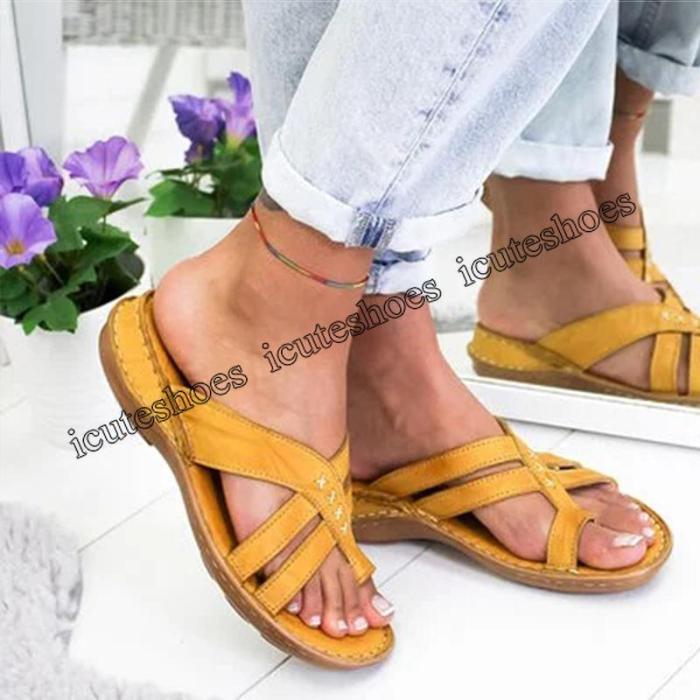 Summer Sandals For Women Beach Shoes Low Heels Wedges Shoes Women Flip Flops Gladiator Flat