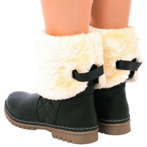Womens Warm Pu Winter Low Heel Snow Boots