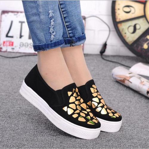 Womens Pu Sequin Casual Summer Loafers