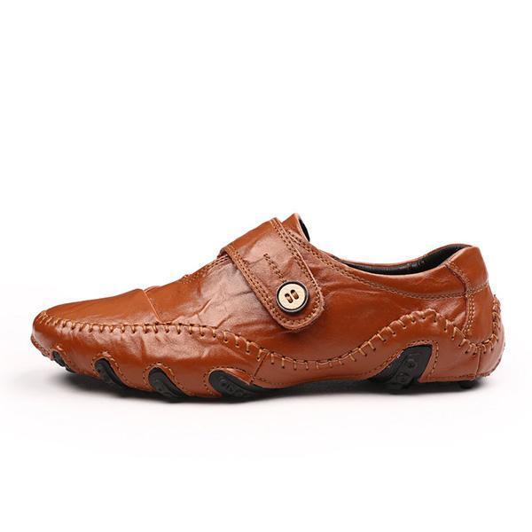 Mens Large Size Hand Stitching Casual Driving Flat Shoes
