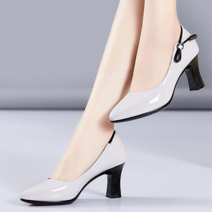 Summer Chunky Heel Working Pointed Toe Shoes