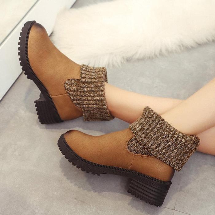 Women PU Booties Casual Comfort Slip On Shoes