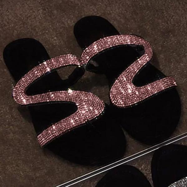 Women Casual Shiny Embellished Toe Post Slippers