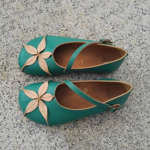 Green Daily Buckle Vintage Soft Flats