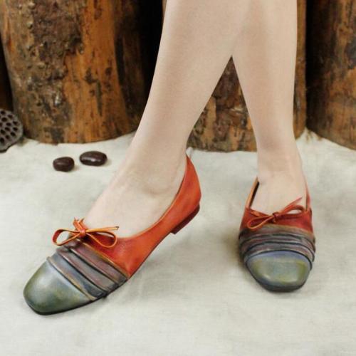 Vintage Casual Leather Women Flats