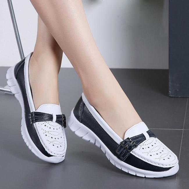 Plus Size Casual Athletic Shoes Hollow-out Color Block Slip On Loafers