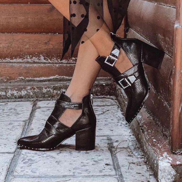 Womens fashion pointy low-cut heel ankle boots