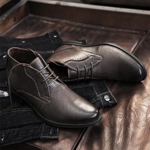 Men's British wind layer leather Martin boots